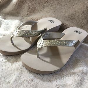 NEW Jeweled Wedge Flip Flops